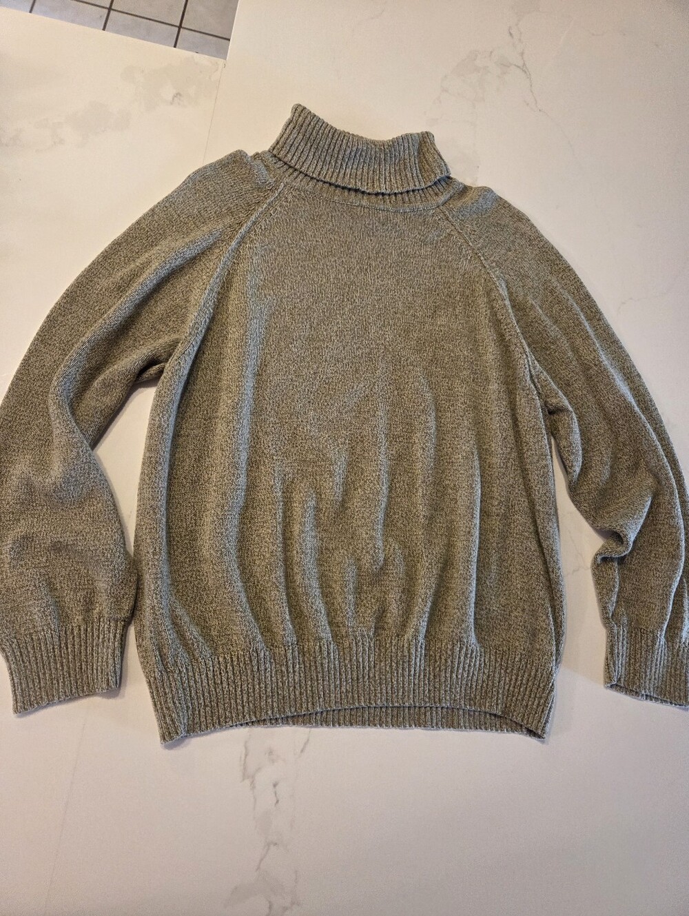 Karen Scott 100% Cotton Heathered Green Cozy Turtleneck